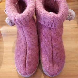 100% Wool Slipper Boots - Size 6 - Pink